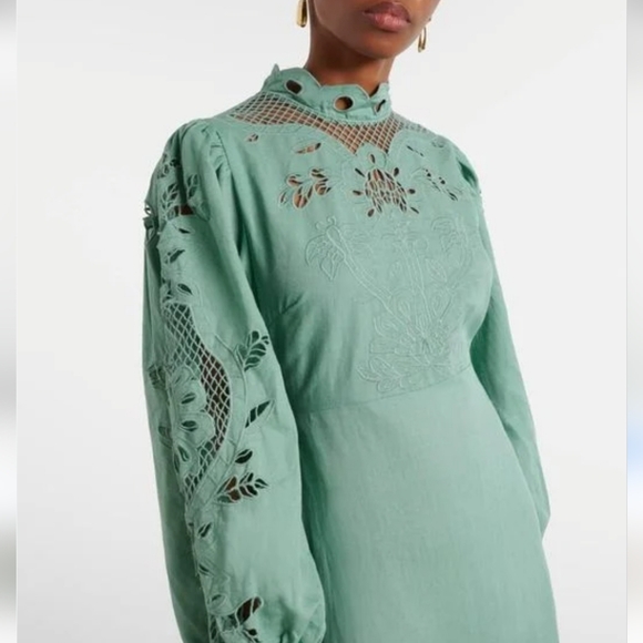 NWOT FARM RIO | $360 Broderie Anglaise Linen Blend Maxi Dress - Picture 4 of 11